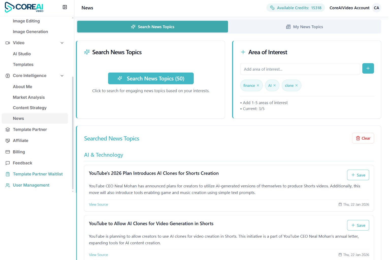 News feature preview